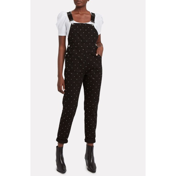 WeWoreWhat Pants - WeWoreWhat Basic Overalls Black Crystal Denim Sz L